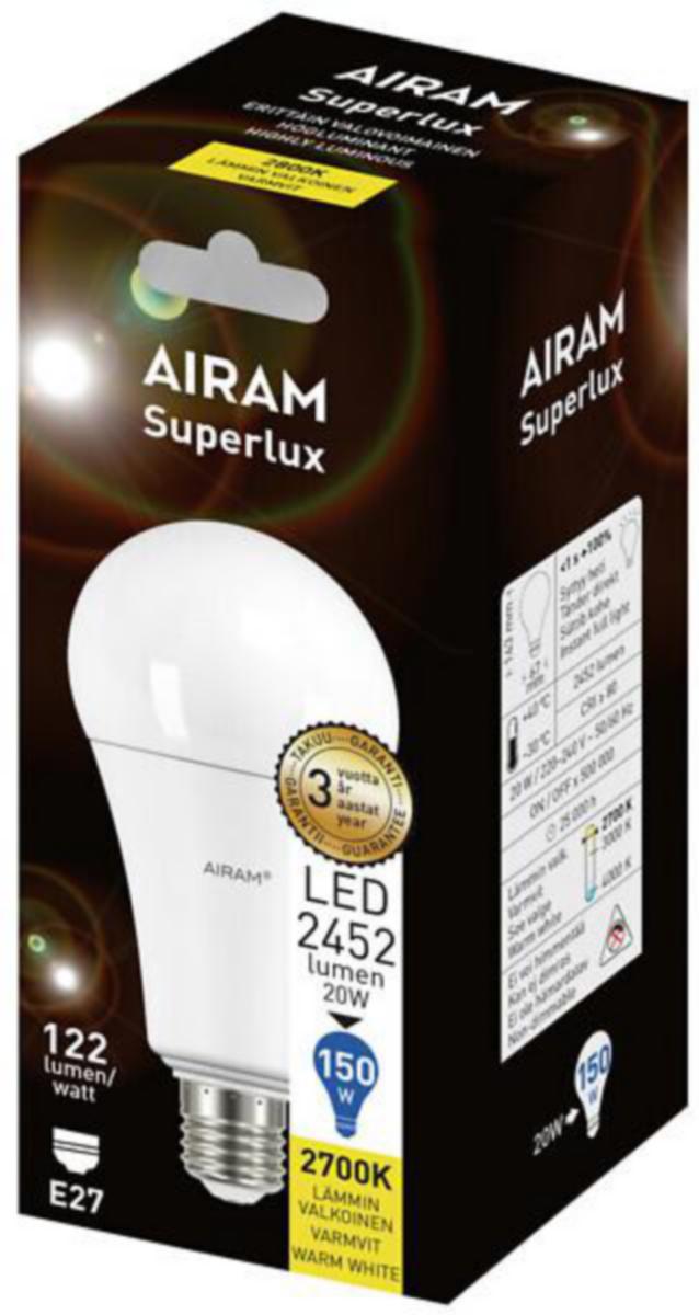 LED-lamppu Airam Pro vakiokupu - LED-LAMPPU AIRAM A67 827 2452lm E27 SUPER OP