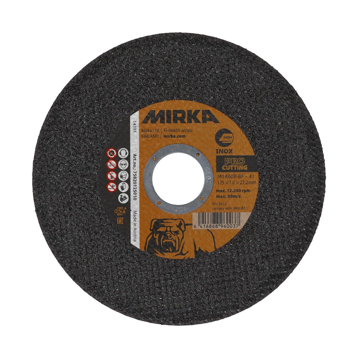 Katkaisulaikka Mirka PRO M1A60R-BF Inox - KATKAISULAIKKA 125X1X22,2MM MIRKA PRO M1AA60R-BF INOX