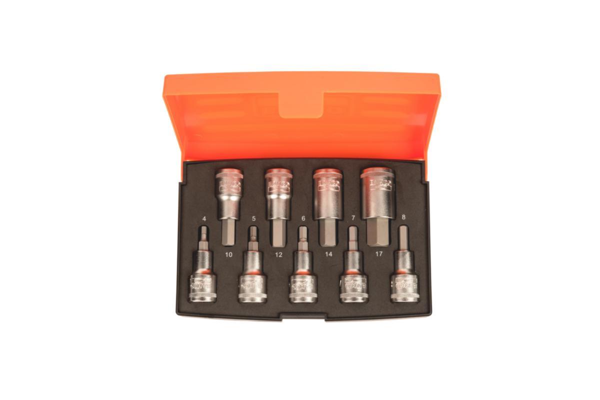 Hylsyavainsarja Bahco S9HEX 1/2" 9osaa - 1/2"HYLSYSARJA HEX KÄRKI BAHCO S9HEX