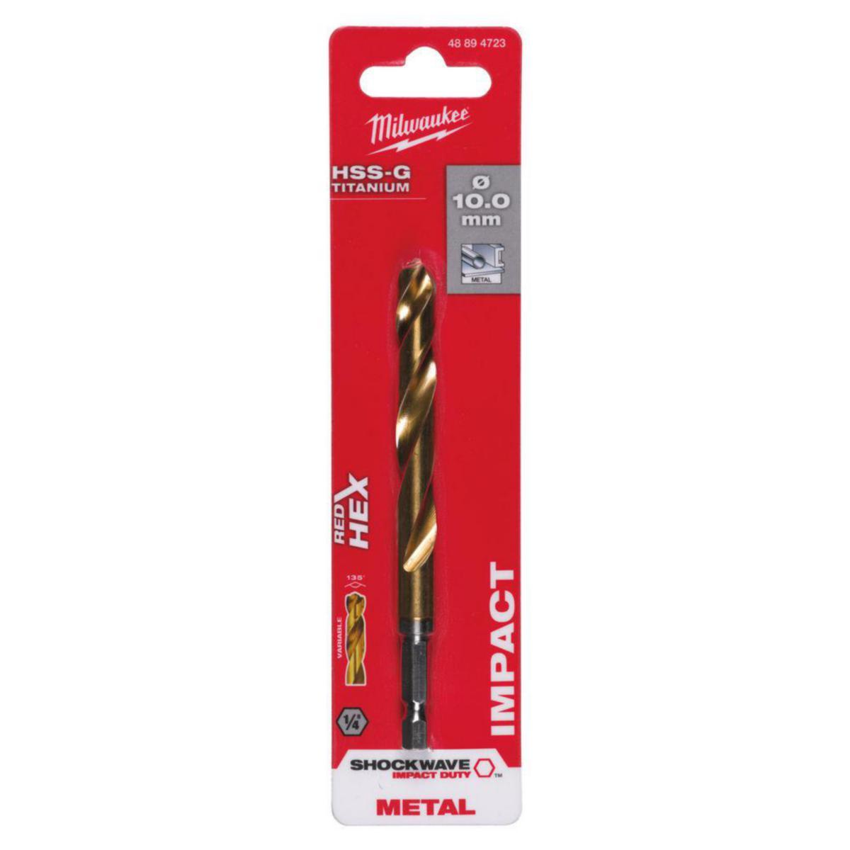 Metallipora Milwaukee HSS-G TiN Shockwave - METALLIPORA MILWAUKEE HSSG TIN 10,0MM