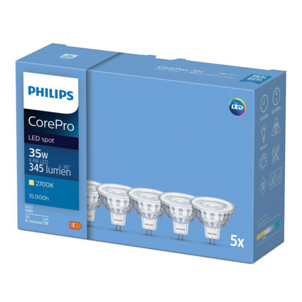 Kohdelamppu Philips CorePro - KOHDELAMPPU COREPRO 4.4-35W MR16 827 36D 5CT 345LM