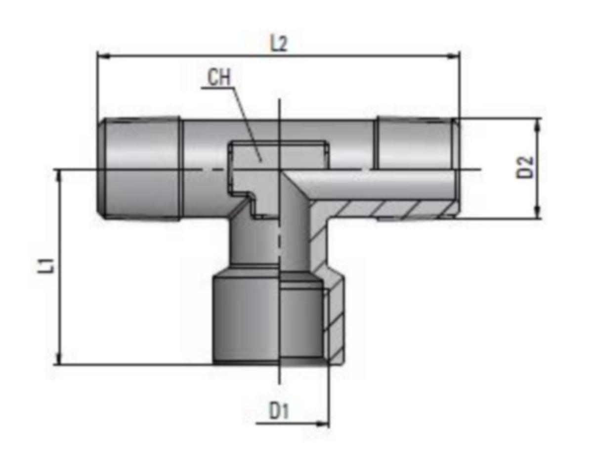 T-liitin Dunlop Hiflex ulkokierre/ulkokierre/sisäkierre RA45 - T-HAARA UK/UK/SK 1/4 DH 34-RA45-14-14