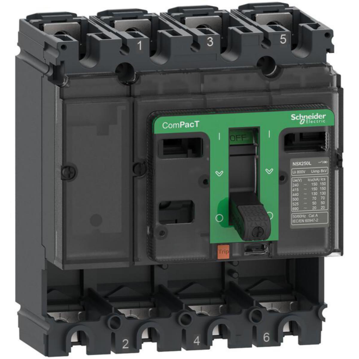 Kompaktikatkaisijarunko Schneider Electric 4P 25kA - KOMPAKTIKATKAIS. RUNKO COMPACT NSX250B RUNKO 25KA 4P 250A