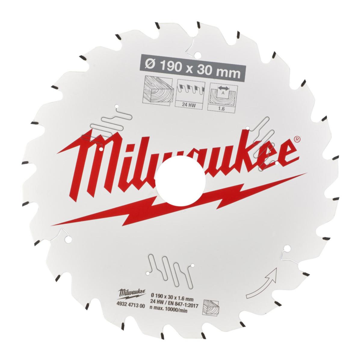 Pyörösahanterä Milwaukee käsikäyttöisille pyörösahoille - PYÖRÖSAHANTERÄ MILWAUKEE W190X30X1,6X24