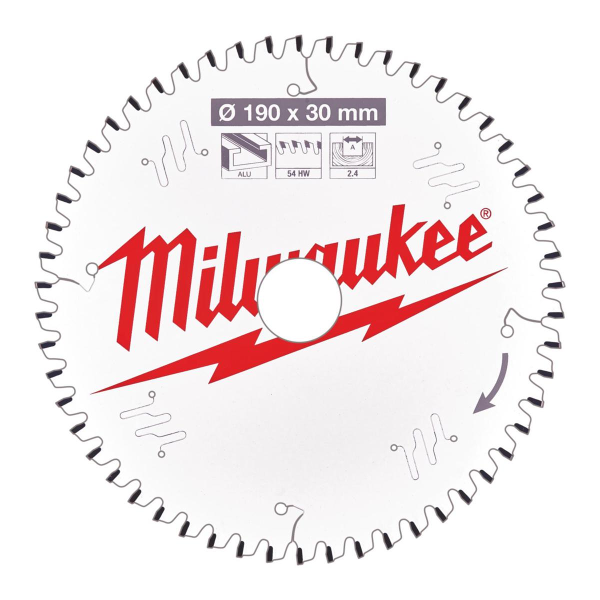 Pyörösahanterä Milwaukee käsikäyttöisille pyörösahoille alumiini - PYÖRÖSAHANTERÄ MILWAUKEE A190X30X2,4X54