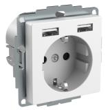 Pistorasia Schneider Electric Exxact 1-osainen + 2 x USB