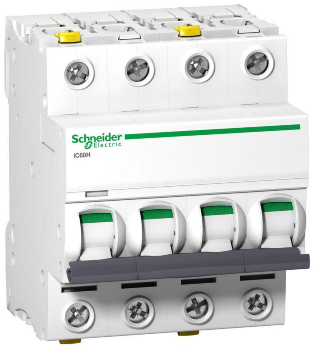 Johdonsuojakatkaisija Schneider Electric Acti 9 D-käyrä 4-nap 10kA - JOHDONSUOJAKATKAISIJA ACTI9 IC60H 4P D20A 10kA