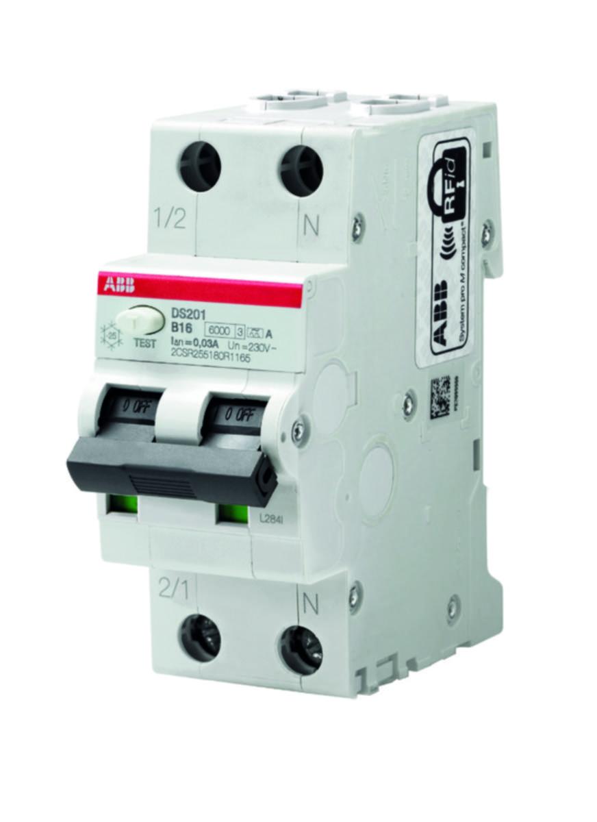 Vikavirtajohdonsuojakatkaisija ABB 2-nap. K 30mA - VIKAVIRTAJOHDONSUOJAKAT. DS200 2-NAP. K-KÄYRÄ 1A 30MA 6kA