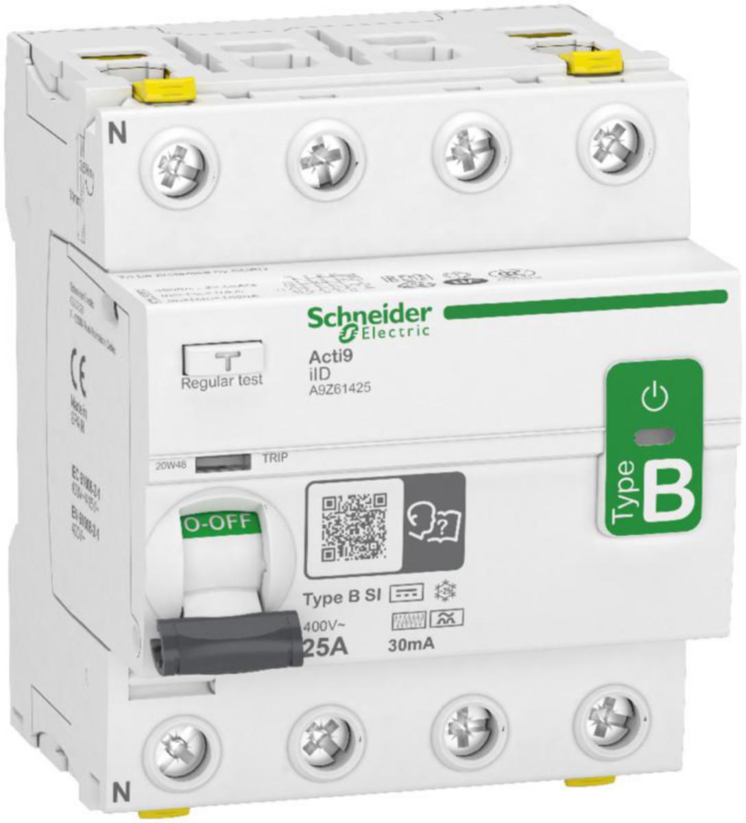 Vikavirtasuojakytkin Schneider Electric Acti 9 - VIKAVIRTASUOJAKYTKIN ACTI 9 RCCB B SI 25A 4P 30MA