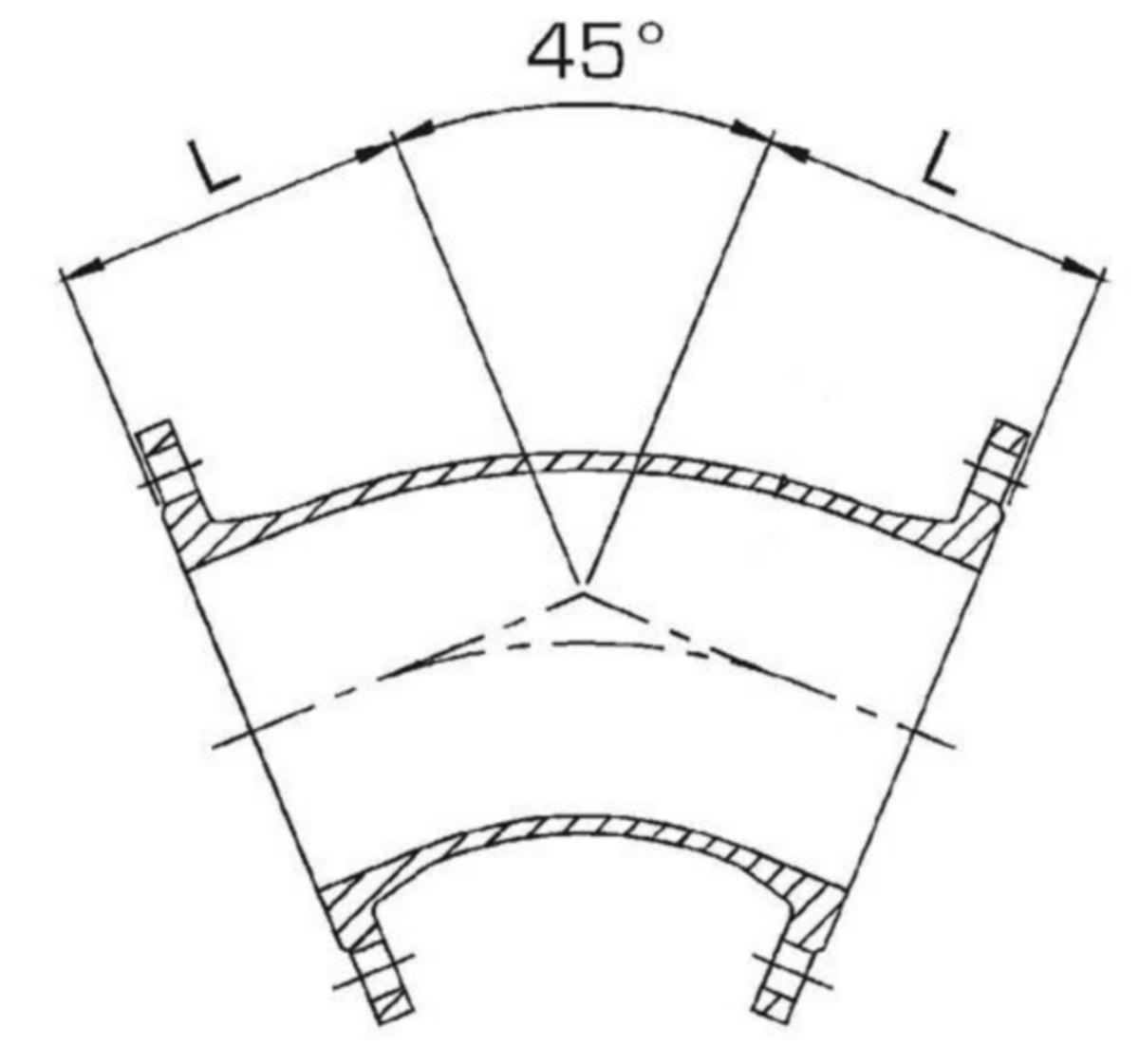 Laippakulmayhde PAM FFK 45° - LAIPPAKULMAYHDE FFK/DN150/45AST./EPOKS. PAM