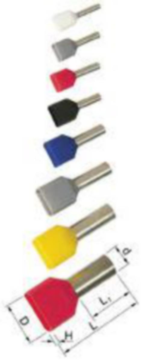 Pääteholkit A Twin Elpress - PÄÄTEHOLKKI TWIN ELPRESS A0.5-8ET2 2x0.5 8mm ER 100kpl