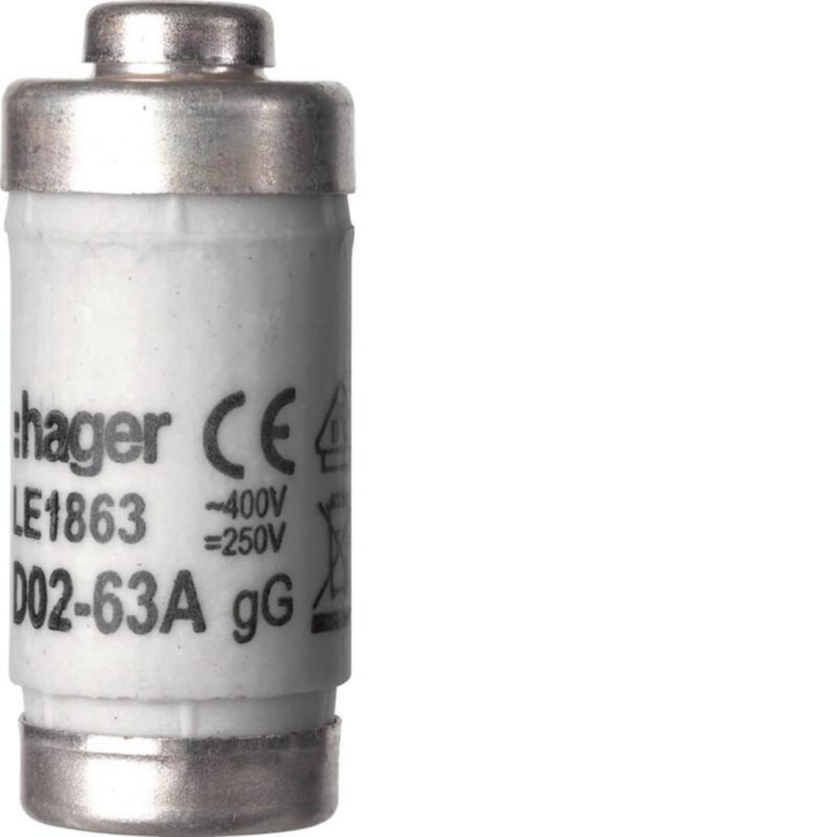 Tulppasulake Hager - TULPPASULAKE HAGER LE1863 D02/E18 GG 63A 400V