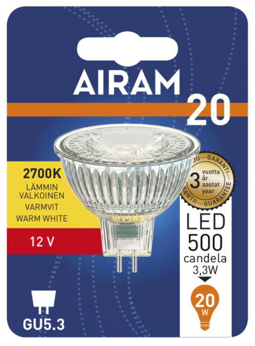 Kohdelamppu Airam Led MR16 blisterpakkaus - KOHDELAMPPU AIRAM LED FG MR16 827 230LM GU5.3 12V 36