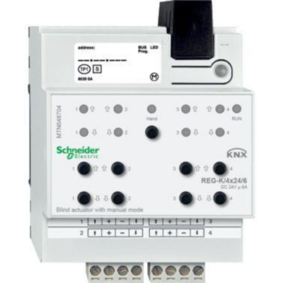 Lähtöyksikkö KNX Schneider Electric SpaceLogic KNX - LÄHTÖYKSIKKÖ SPACELOGIC KNX VERHOM. OHJAIN K4X/24V K.O.