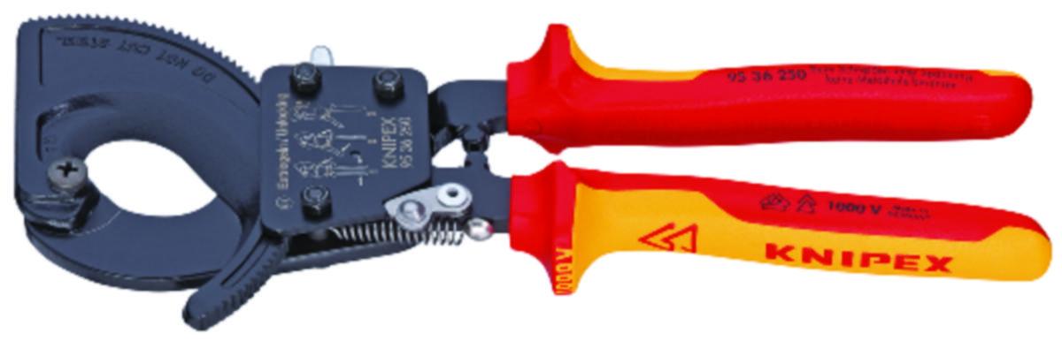 Kaapelileikkuri Knipex 9836 250 räikkäperiaate - KAAPELILEIKKURI 250MM RÄIKKÄ KNIPEX VDE. CU-. ALUKAAPELIT