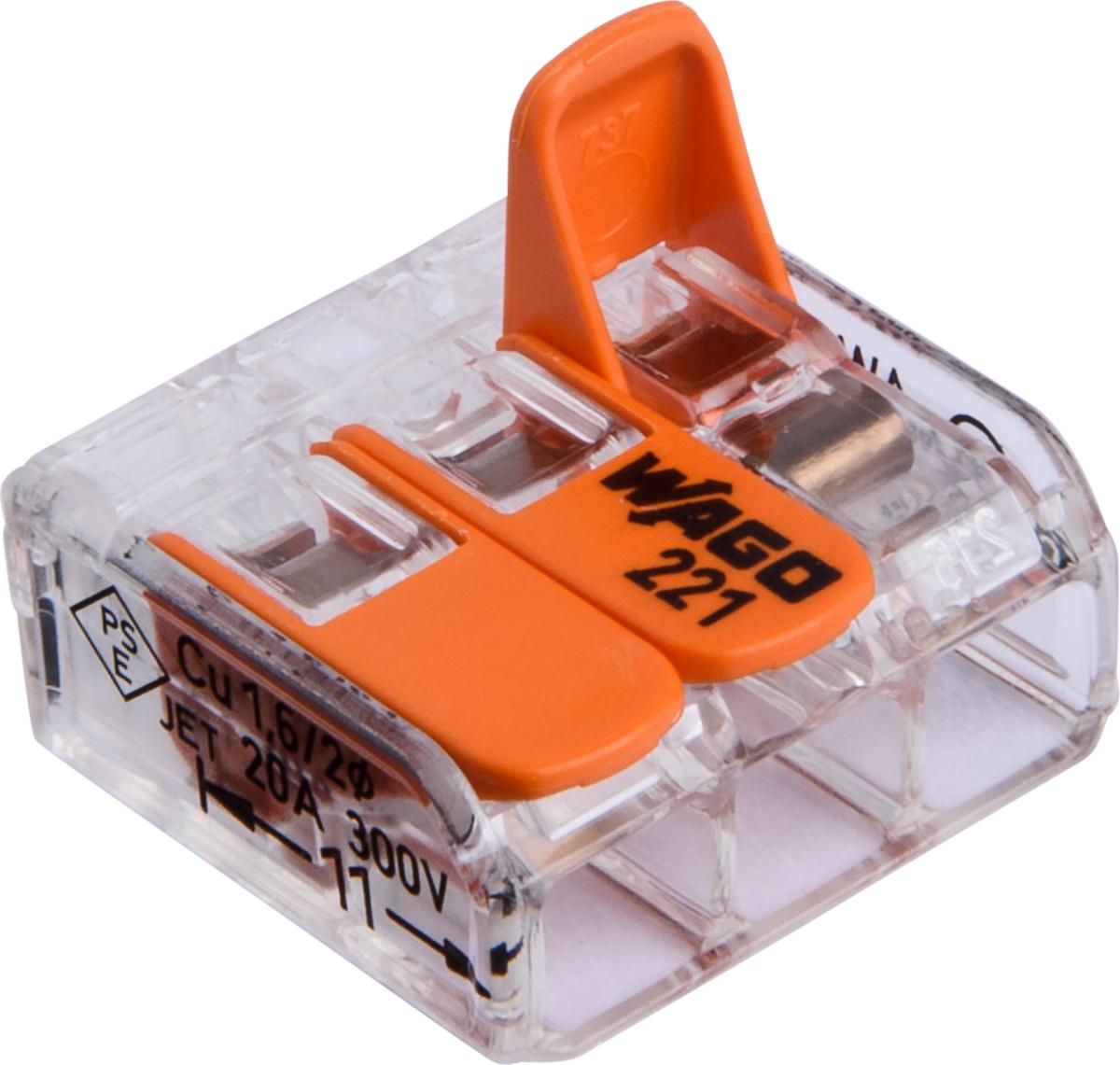 Kytkentäliitin Wago - KYTKENTÄLIITIN 3-NAP WAGO 3X0.08-2.5MM2 5KPL/PSS