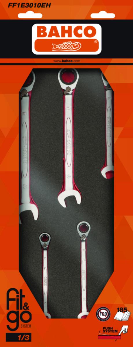 Kiintolenkkiavainsarja Bahco FF1E3009EH työkalumoduuliin 11osaa - KIINTOLENKKISARJA 11-OSAA BAHCO FOAM FF1E3009EH