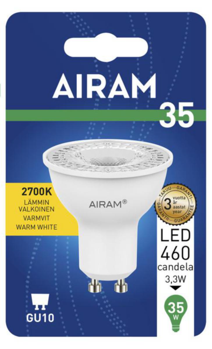 Kohdelamppu Airam Led PAR16 FG blisterpakkaus - KOHDELAMPPU AIRAM LED FG PAR16 827 230LM GU10 36D