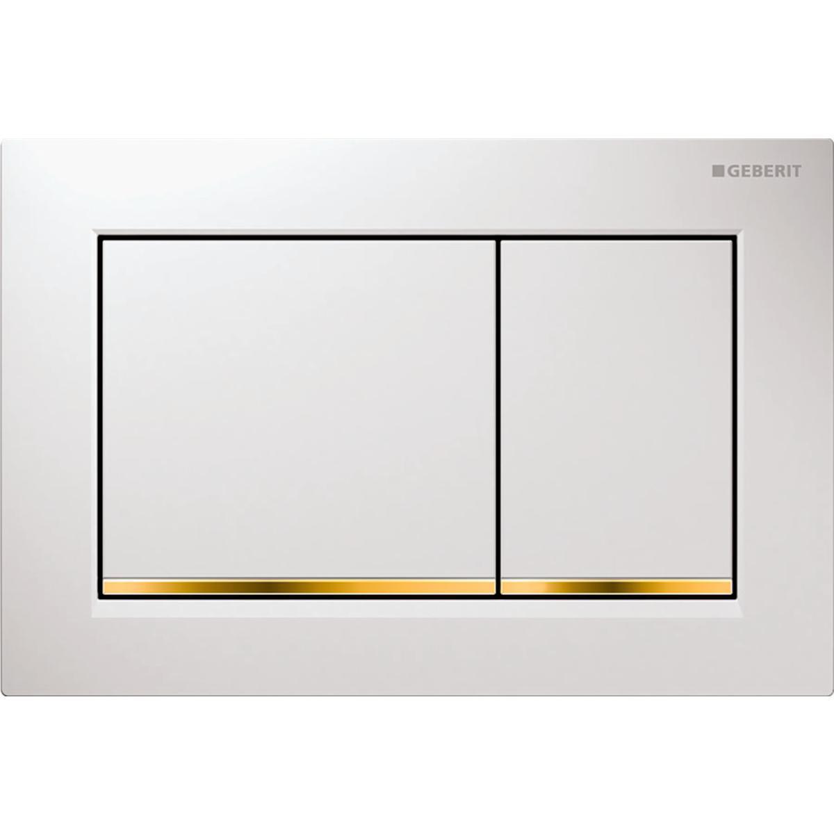 Huuhtelupainike Geberit Omega 30 Duofix - HUUHTELUPAINIKE OMEGA20 2-H SQUARE VALKOINEN/KULTA