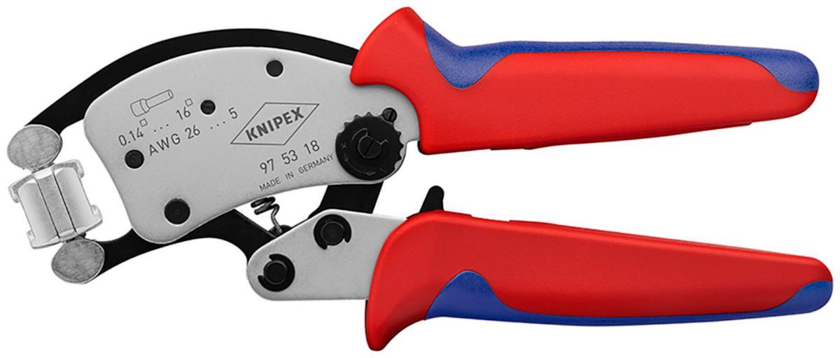 Pääteholkkipihdit Knipex 975318 - PÄÄTEHOLKKIPIHTI TWISTOR 16 KNIPEX ITSESÄÄTYVÄ. KÄÄNTYVÄ