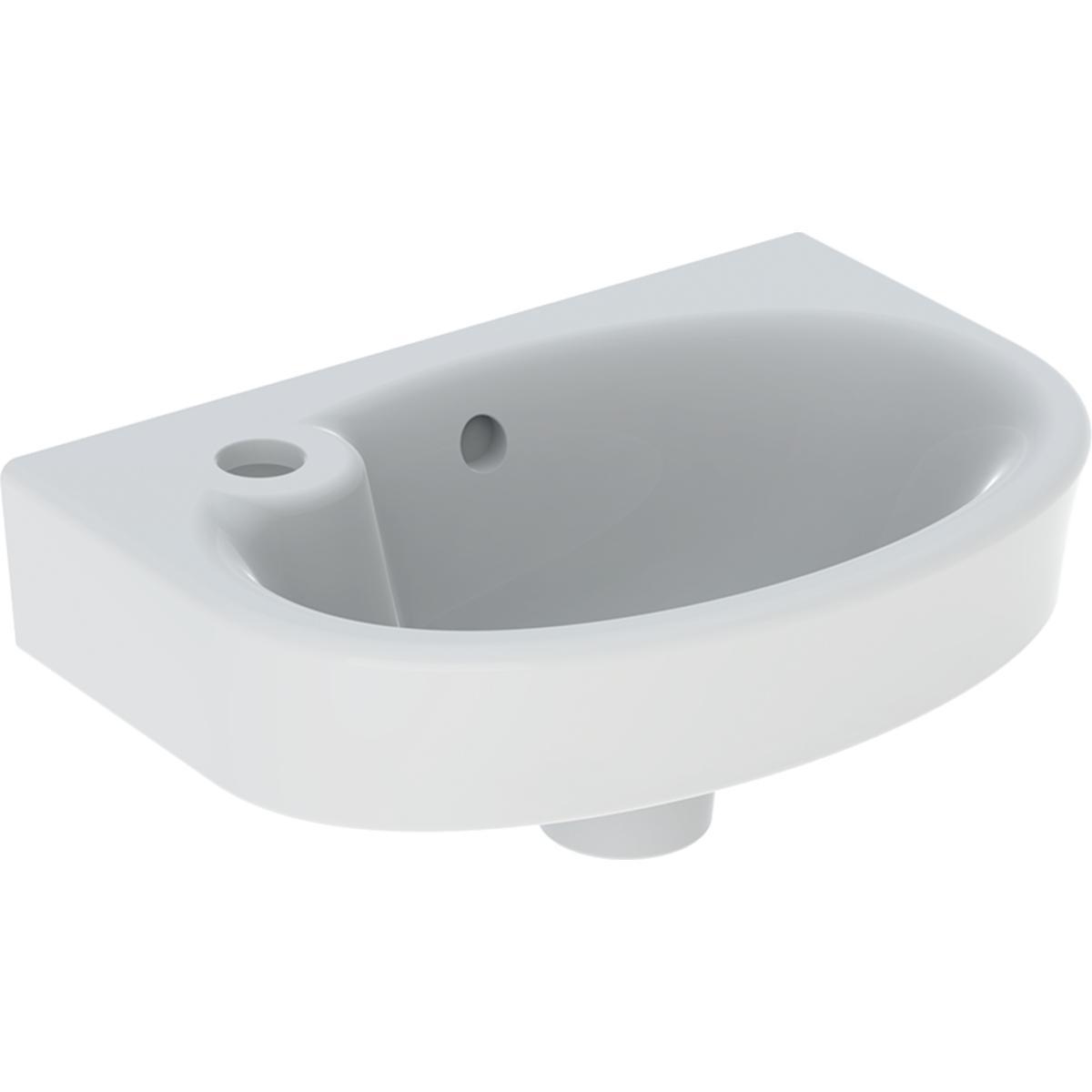 Pesuallas IDO Glow pyöreä, epäsymmettinen hanareikä - PESUALLAS GLOW PYÖRISTETTY 11460-01 400 HANAREIKÄ VASEN