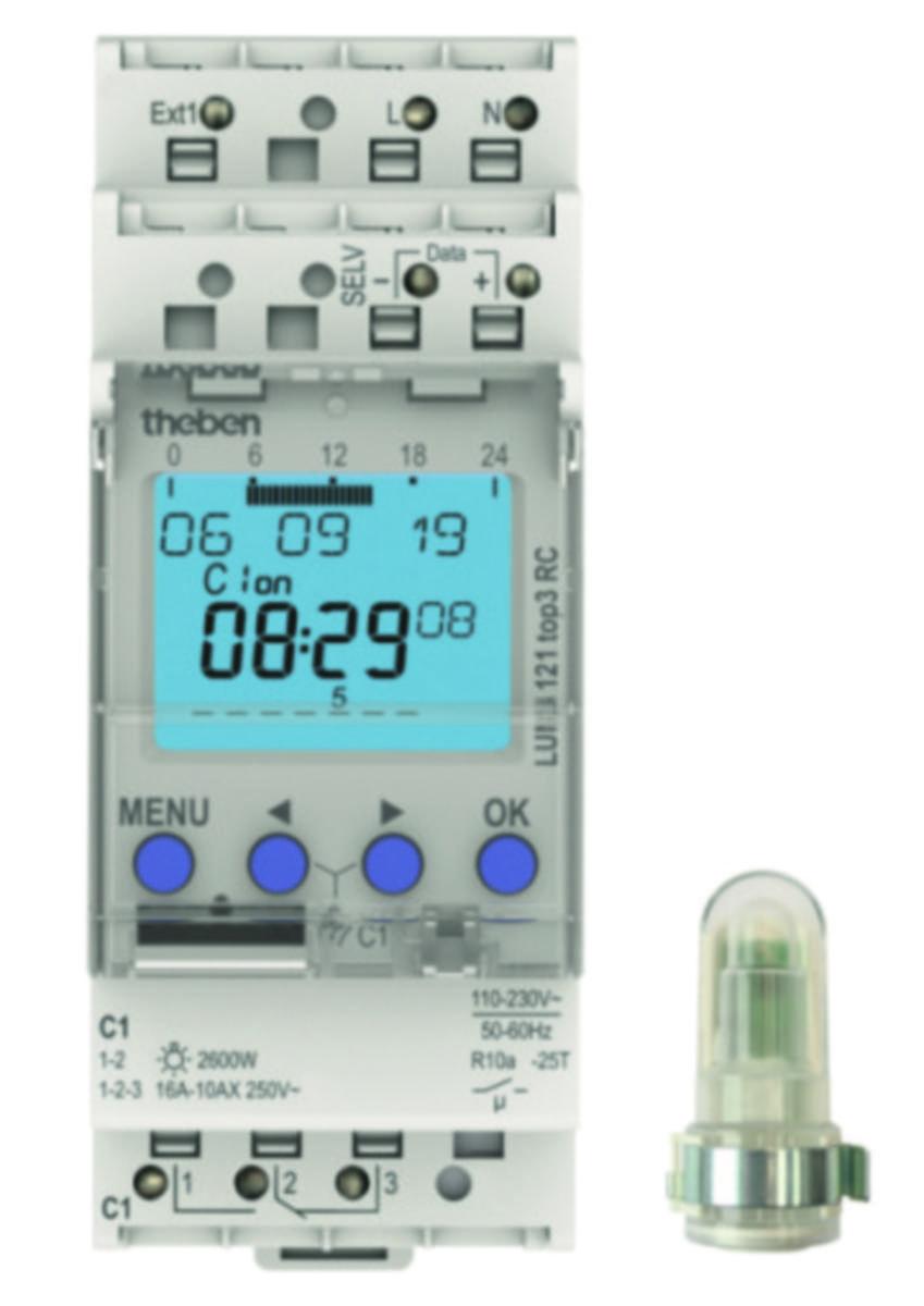 Hämäräkytkin Theben Luna kellolla - HÄMÄRÄKYTKIN KELLOLLA THEBEN LUNA 121 TOP3 RC 1-KAN AL