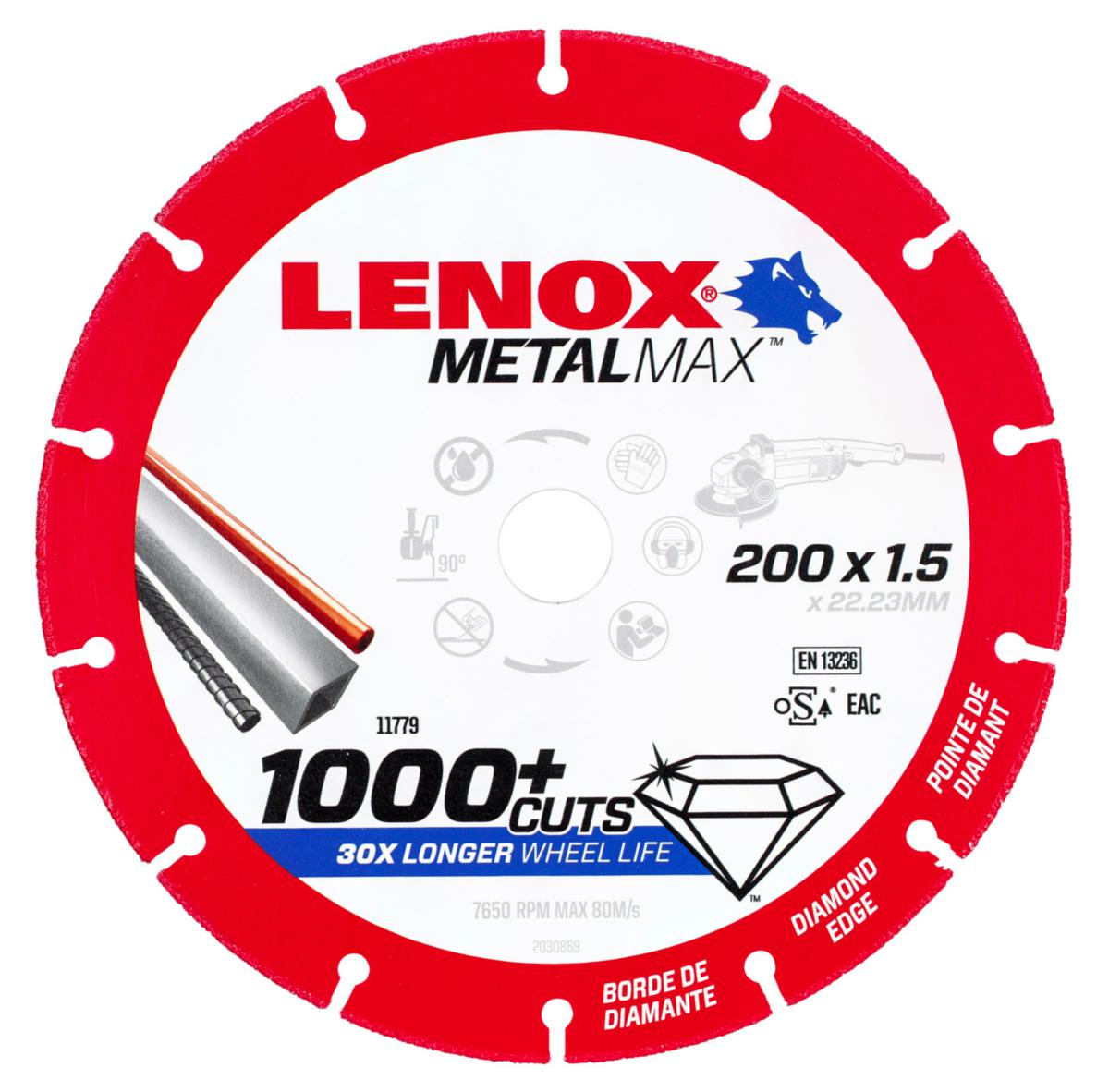 Timanttikatkaisulaikka Lenox Metalmax tyyppi 41 - TIMANTTIKATKAISULAIKKA LENOX METALMAX 200X22.23X1.5MM