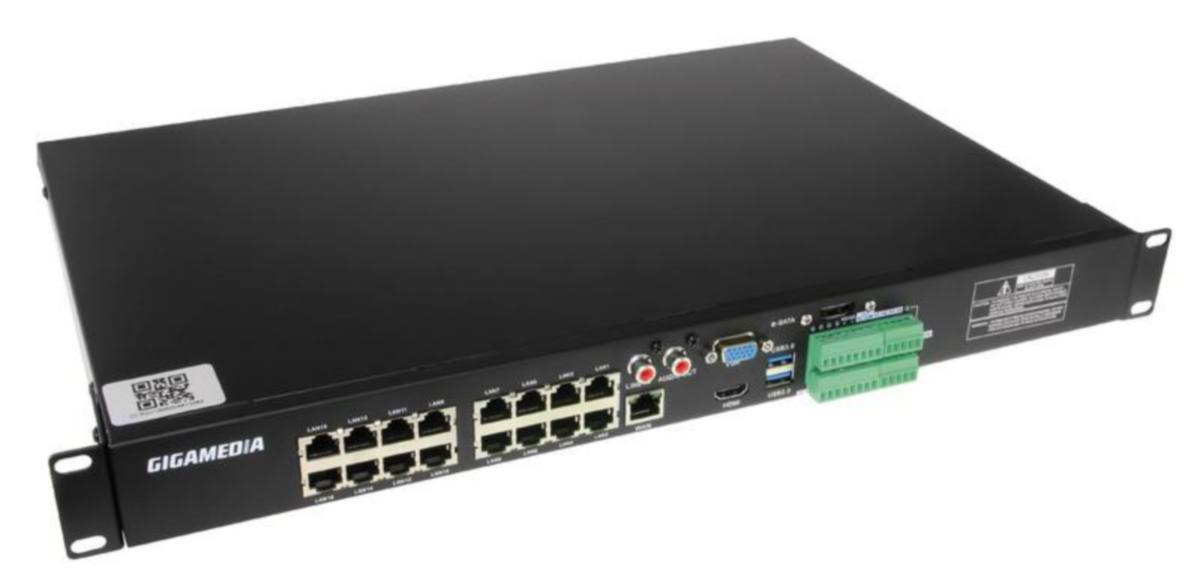 Tallenninjärjestelmä Gigamedia - TALLENNINJÄRJESTELMÄ GIGAMEDIA 16-KAN. NVR, POE H265 4K 19"