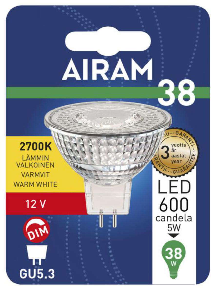 Kohdelamppu Airam Led MR16 blisterpakkaus - KOHDELAMPPU AIRAM LED FG MR16 827 395LM GU5.3 12V DI