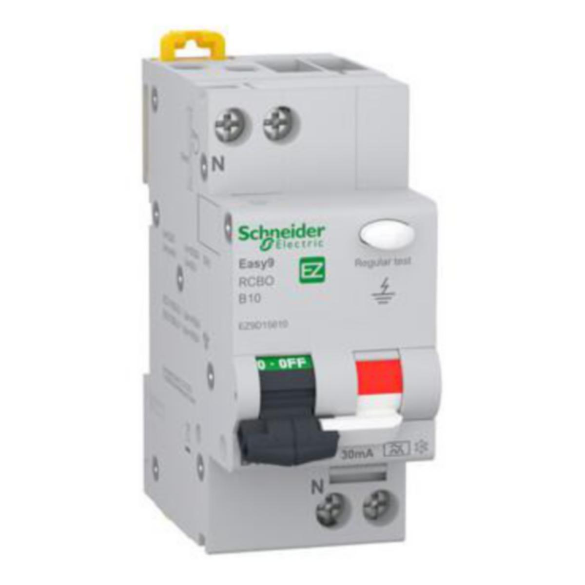 Vikavirtajohdonsuojakatkaisija Schneider Electric Easy9 - VIKAVIRTAJOHDONS.KATK. EASY9 RCBO 2B10 30MA