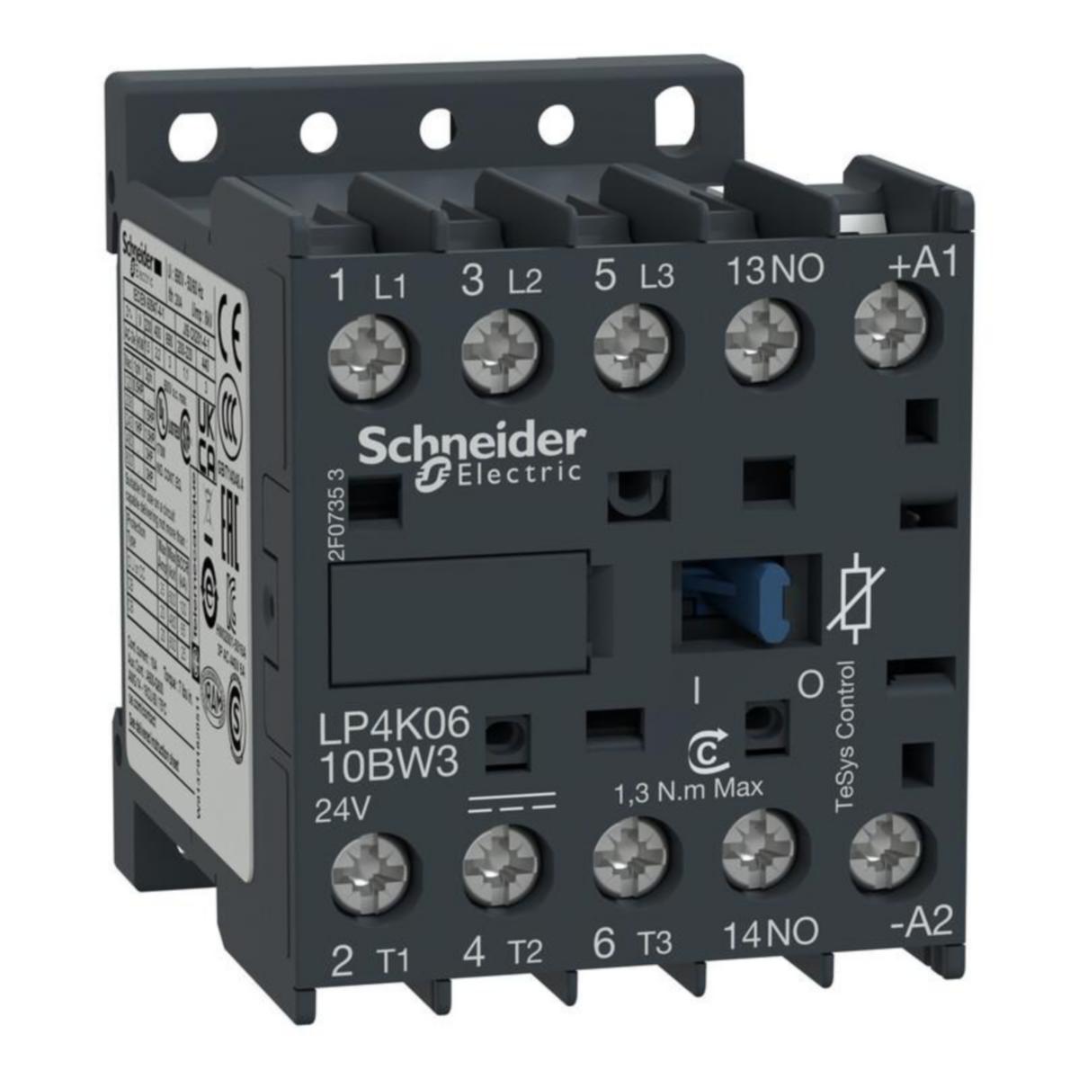 Kontaktori Schneider Electric TeSys mini K - KONTAKTORI TESYS LP4K0910BW3 9A 3S 1S+0A 24V DC