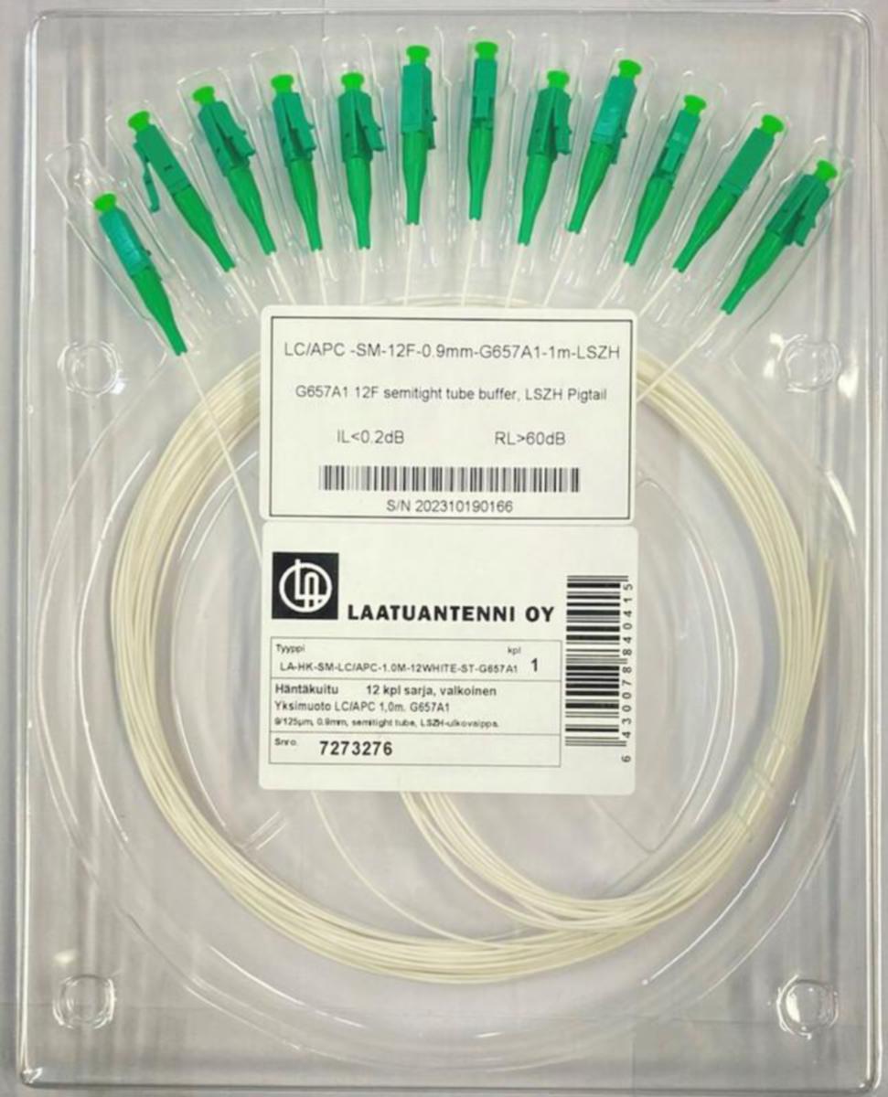 Häntäkuitu LA-FIBER SM - HÄNTÄKUITU LA-FIBER LC APC SM 12KPL 1.0M WHITE