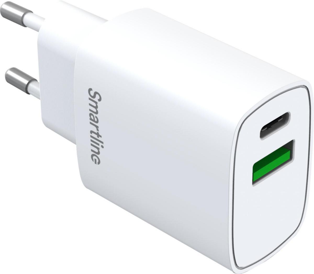 Seinälaturi SmartLine - SEINÄLATURI SMARTLINE USB-C + USB-A PD 20W + QC 18W