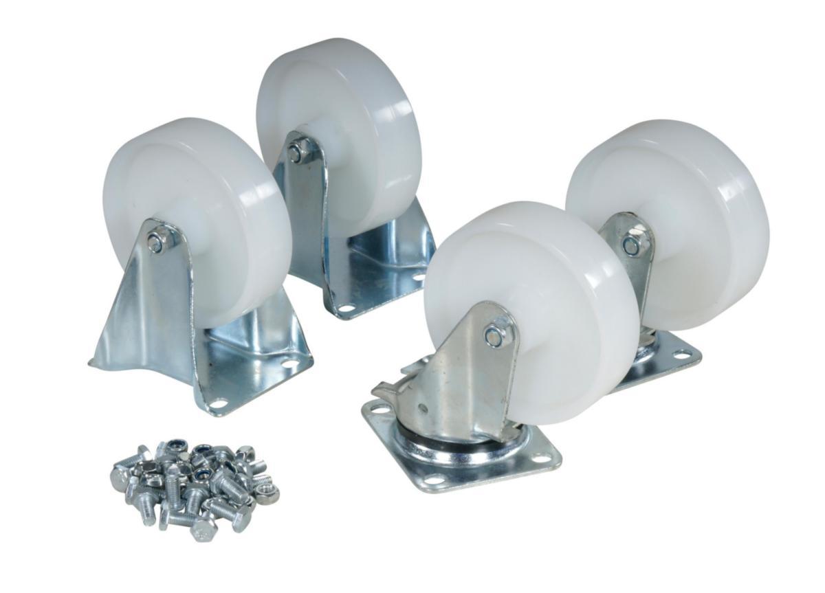 Pyöräsarja Tippo kippikonttiin - PYÖRÄSARJA TIPPO KIPPIKONTTIIN NYLON. 2 KÄÄNTYVÄÄ+2 KIINTEÄÄ