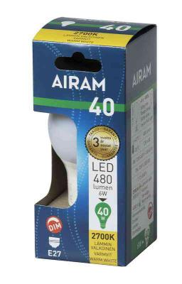 VAKIOLAMPPU AIRAM LED A60 827 470lm E27 DIM OP