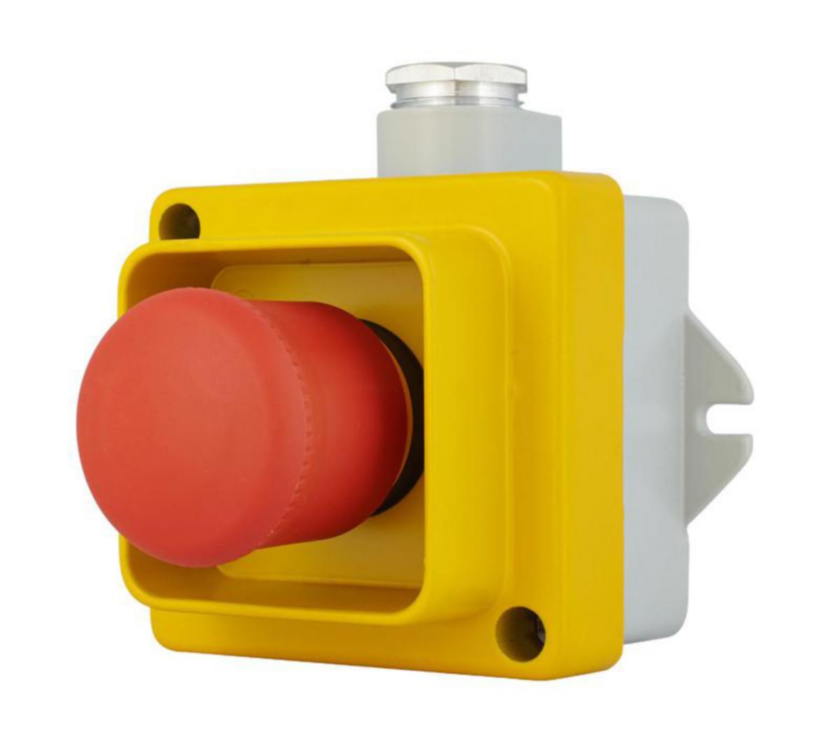 Hätä-/seis-painike Selcast suojakehyksellä IP67 115-500VAC - HÄTÄ-/SEIS PAINIKE SELCAST 1S+1A KELT/HARM PK16 IP67