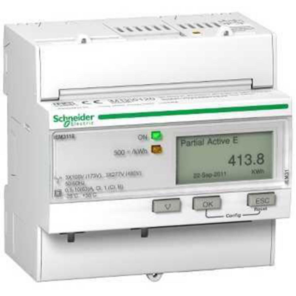 Energiamittari Schneider Electric Acti 9 iEM3000-sarja - ENERGIAMITTARI MID ACTI 9 IEM3110 KWH-MITTARI 63A PULSSI