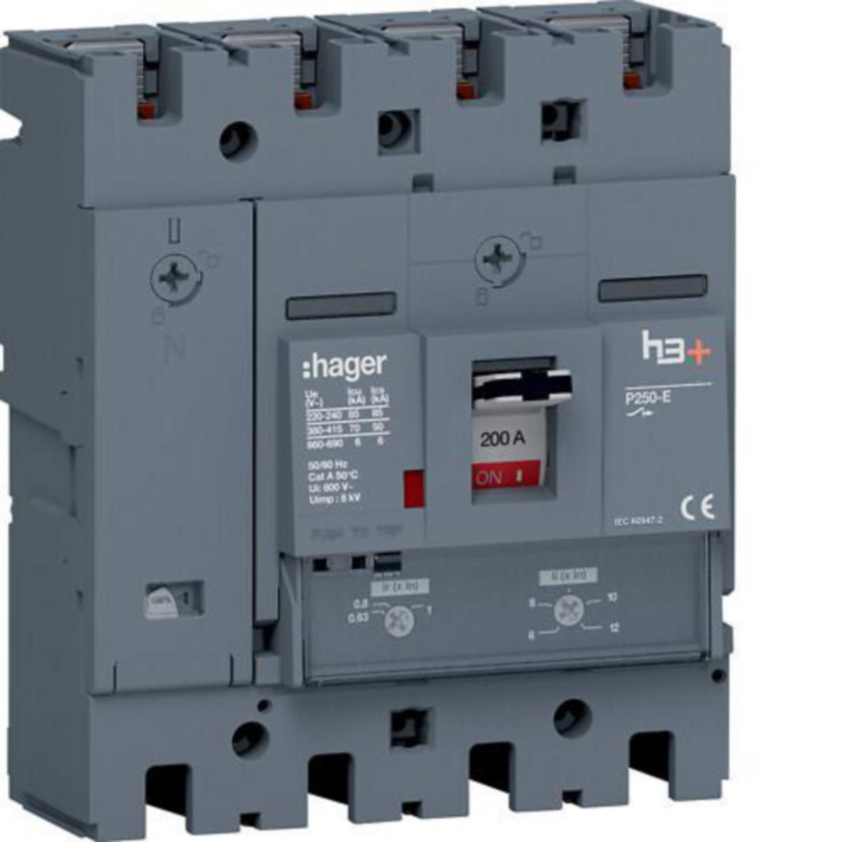 Kompaktikatkaisija Hager h3+ TM - KOMPAKTIKATKAISIJA H3+ P250 TM 4N 200A 70KA