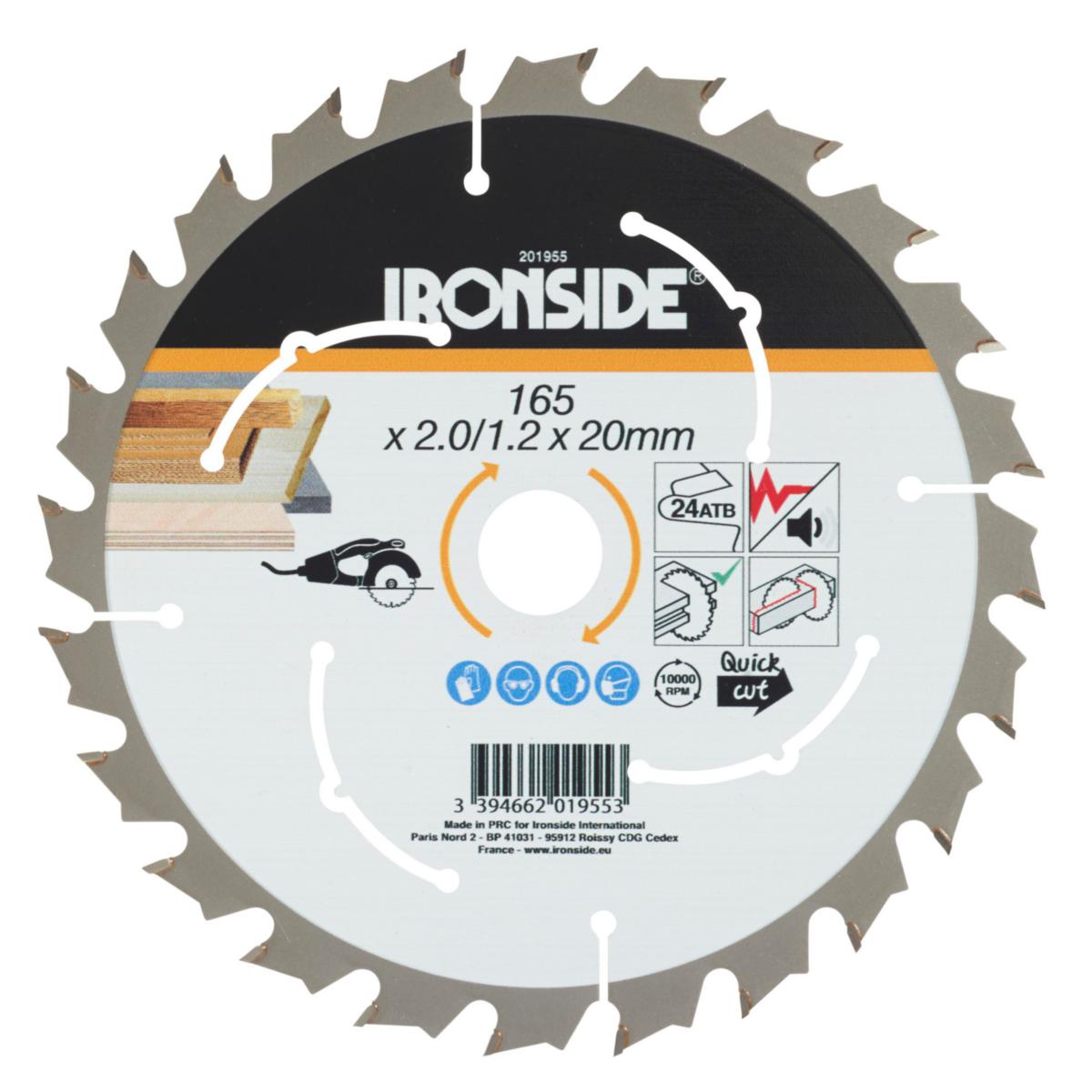 Pyörösahanterä Ironside puulle - PYÖRÖSAHANTERÄ PUU 24 H 165MM IRONSIDE 201955