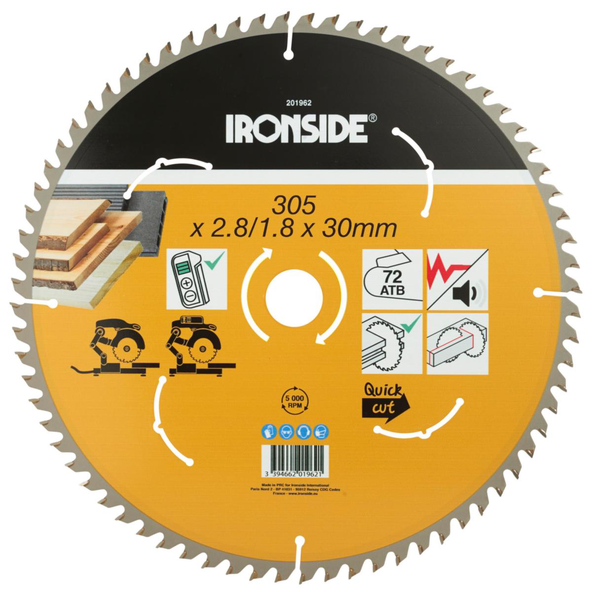 Pyörösahanterä Ironside puulle - PYÖRÖSAHANTERÄ PUU 72 H 305MM IRONSIDE 201962