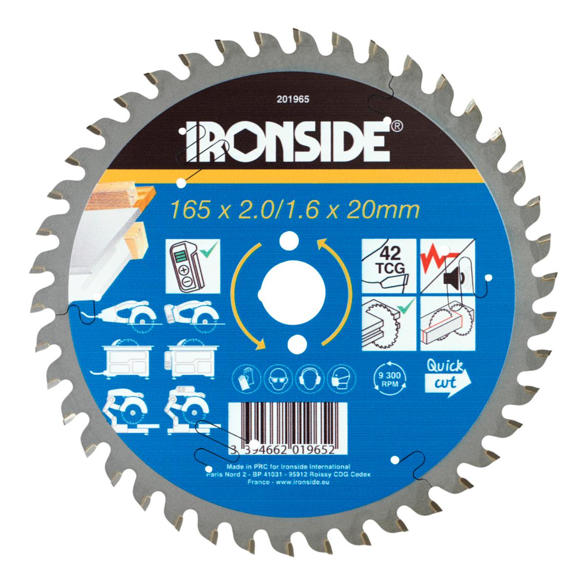 Pyörösahanterä Ironside alumiini - PYÖRÖSAHANTERÄ ALU 42 H 165MM IRONSIDE 201965