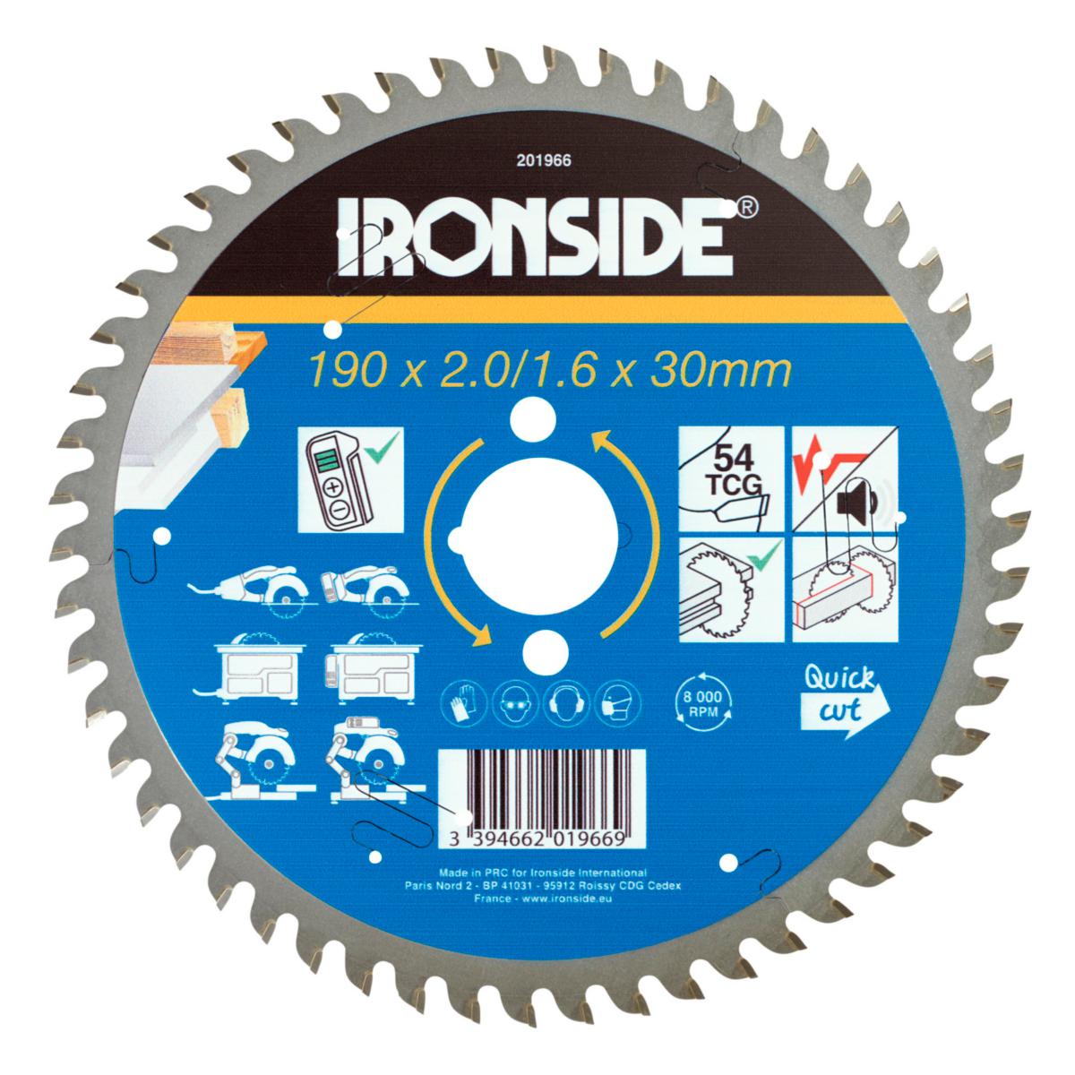 Pyörösahanterä Ironside alumiini - PYÖRÖSAHANTERÄ ALU 54 H 190MM IRONSIDE 201966
