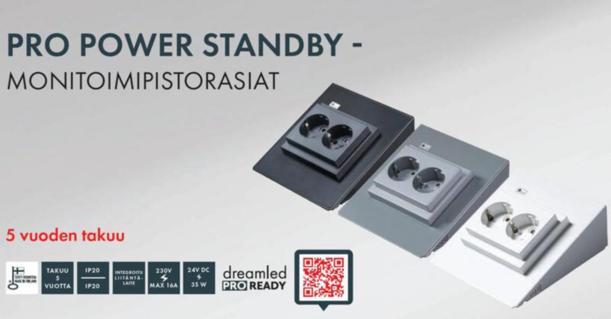 Monitoimipistorasia Dreamled Pro Power Standby - SÄHK LISÄTARV DREAMLED POWER S PRO 2S/16A/35W/IP20/PPJ/MMUS