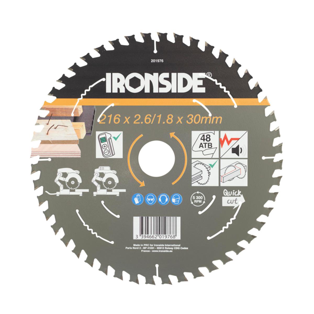 Pyörösahanterä Ironside puulle - PYÖRÖSAHANTERÄ PUU 48 H 216MM IRONSIDE 201976