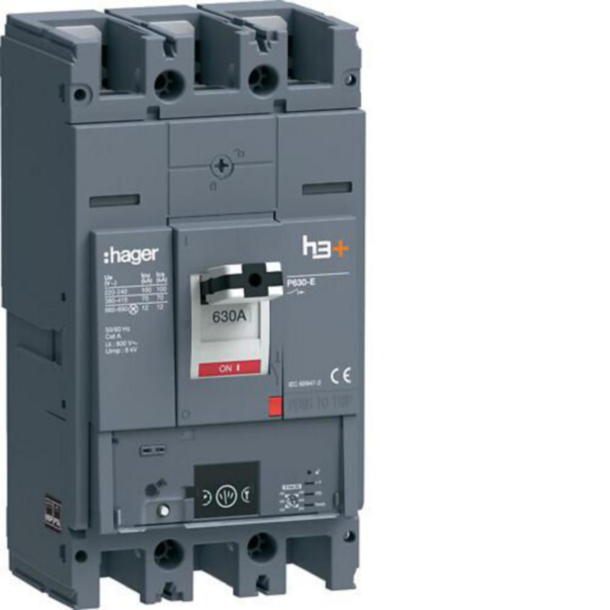 Kompaktikatkaisija Hager h3+ Energy - KOMPAKTIKATKAISIJA H3+ P630 ENERGY 3N 630A 70KA