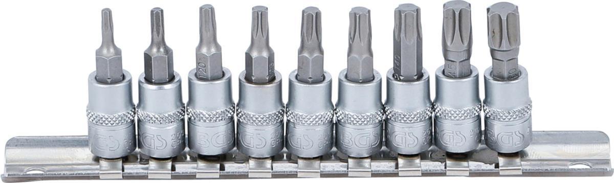 Kärkihylsysarja BGS T-PROF 9osaa - KÄRKIHYLSYSARJA T-PROF BGS 6,3MM 1/4 TORX T10-T50 9OS