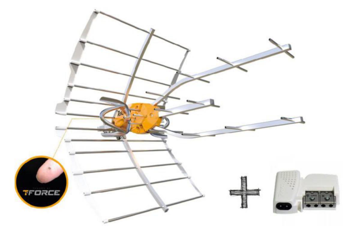 Antenni UHF + virtalähde Tforce Televes - ANTENNI UHF LTE700 38DBI & PSU