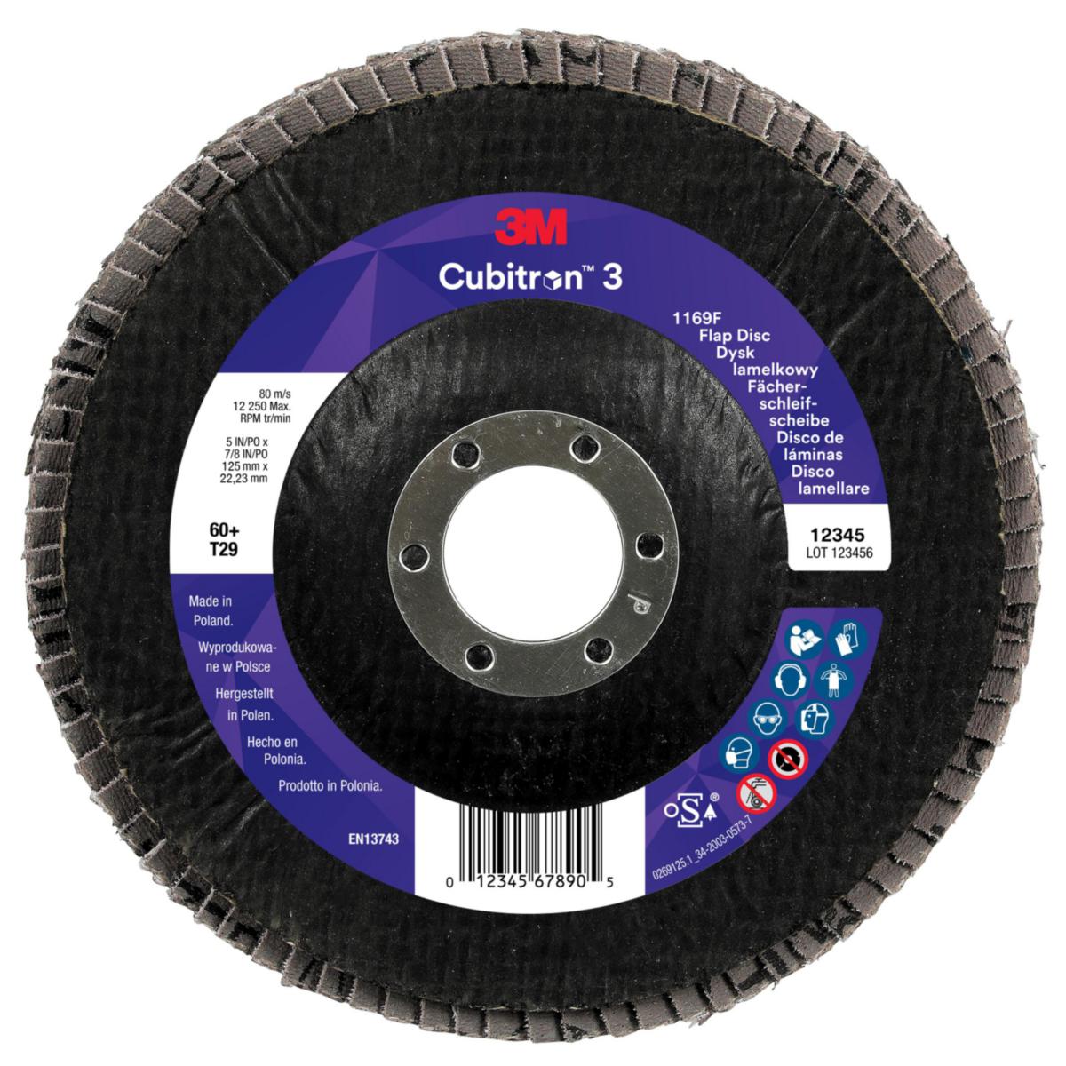 Lamellilaikka 3M™ Cubitron™ III 1169F viistetty - LAMELLILAIKKA VIISTETTY 3M 1169F CUBITRON 3 125MM K60
