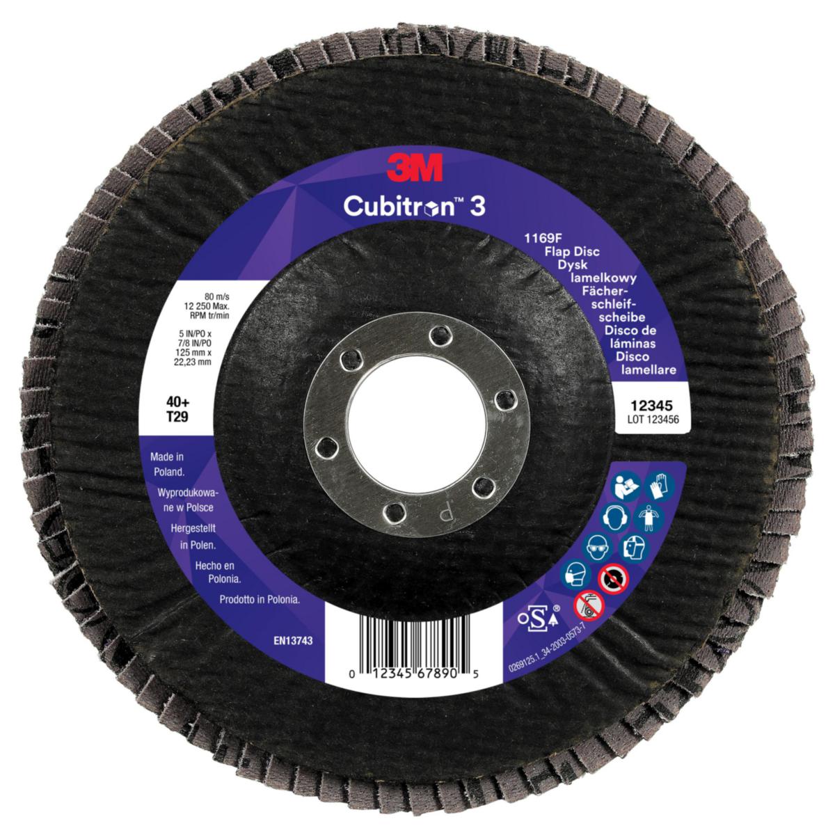 Lamellilaikka 3M™ Cubitron™ III 1169F viistetty - LAMELLILAIKKA VIISTETTY 3M 1169F CUBITRON 3 125MM K40