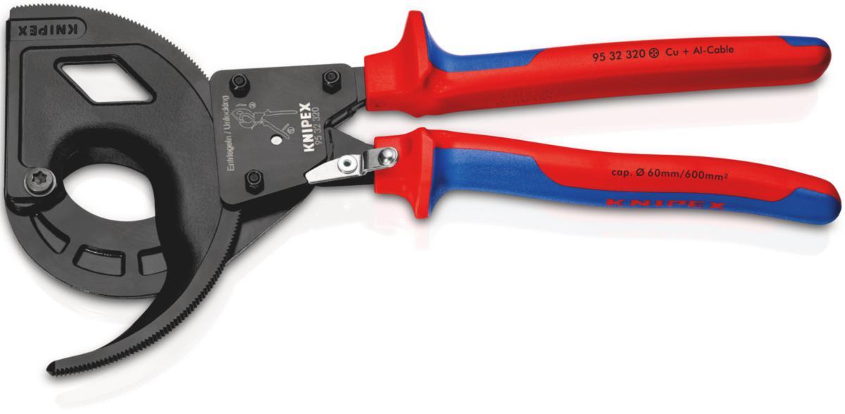 Kaapelileikkuri Knipex 9532 320 räikkäperiaate, 3-vaihde - KAAPELILEIKKURI Ø 60MM 600MM2 KNIPEX 9532320